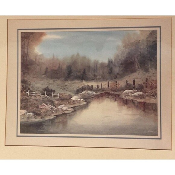 Owen Wexler Beautiful Nature Fall Pond Scene 13.5”x 10.5”framed(21.5”x 17.5”) - Picture 2 of 13